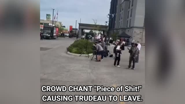 Crowd Chant "PIECE OF SHIT" Causing Trudeau To Leave