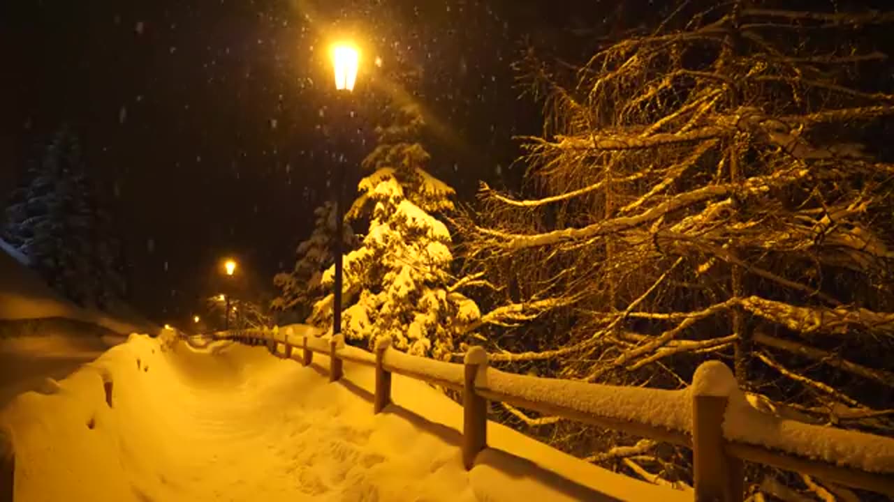 1 hour of relaxing snow falling