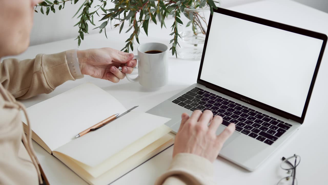 A Man Using Laptop In His Work