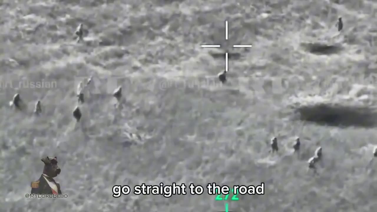 ~30 Ukrainian soldiers moving through an open field come under Grad MLRS fire