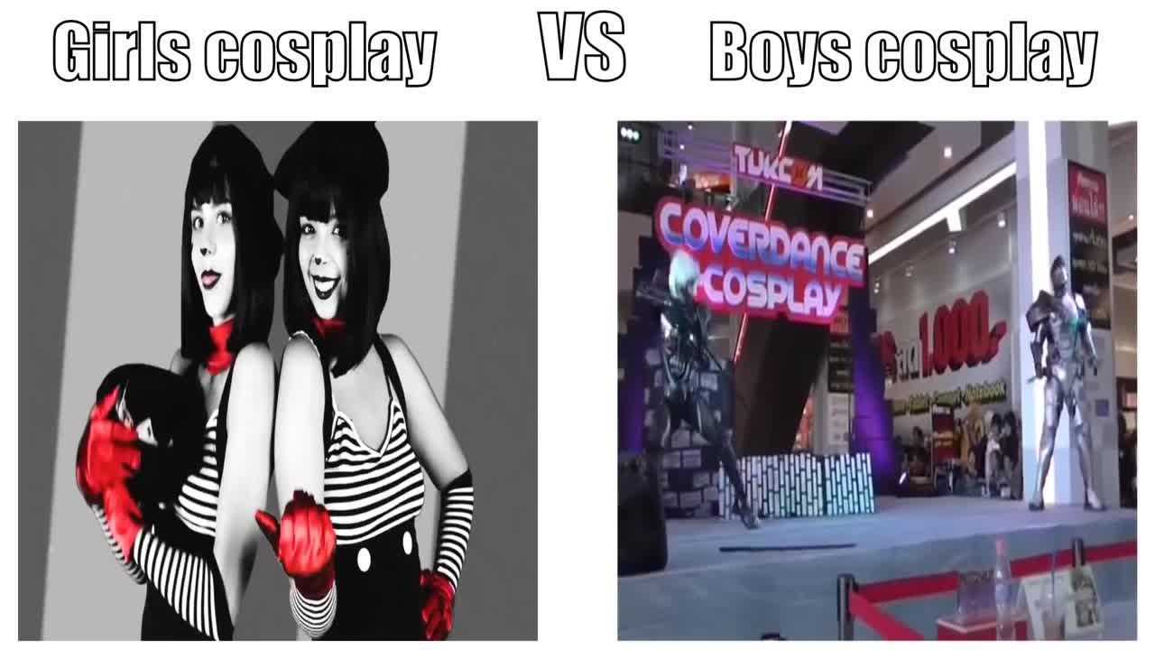 Girls cosplay vs Boys cosplay (Metal Gear Rising)