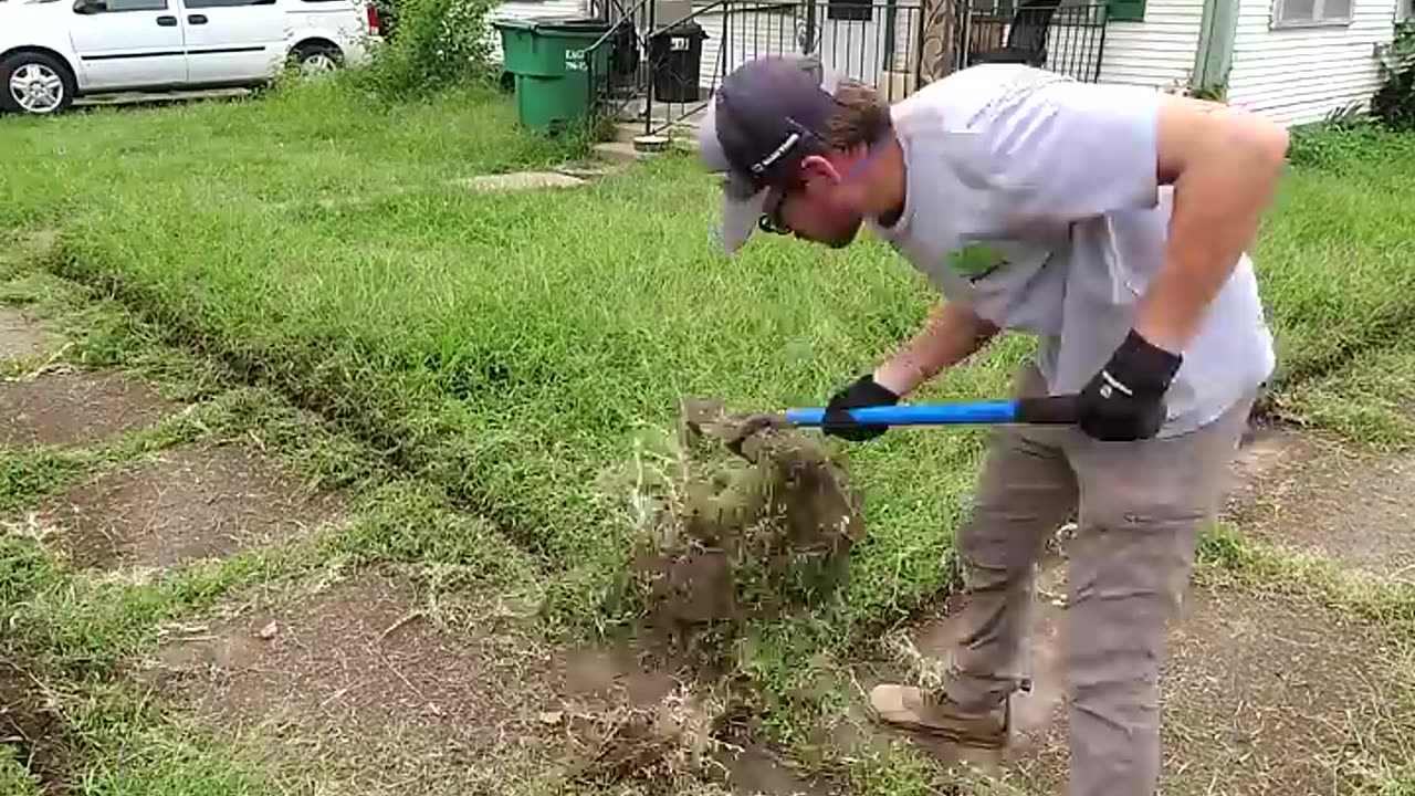 Satisfied cleaning garden