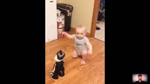 Baby and cat very funny videos 2023