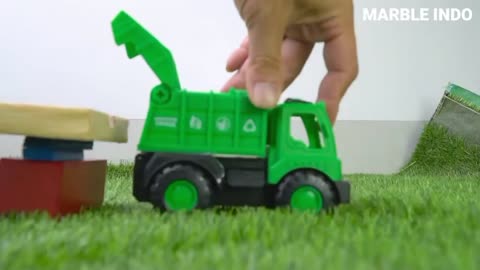 Marble Run Race ASMR ☆ Garbage Truck ,green Dump Truck,& HABA Slope Course 2