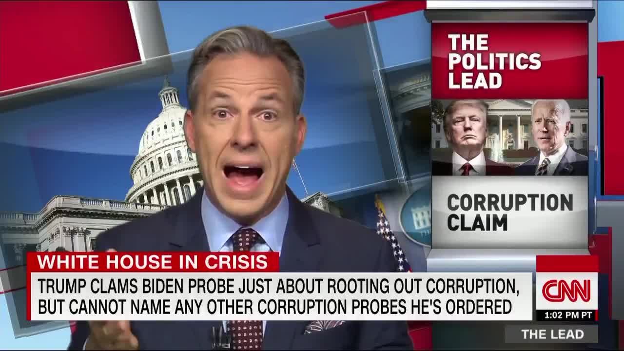 FLASHBACK: Here is Jake Tapper in 2019 losing his mind about a *possible* quid pro quo between Trump and Zelensky.