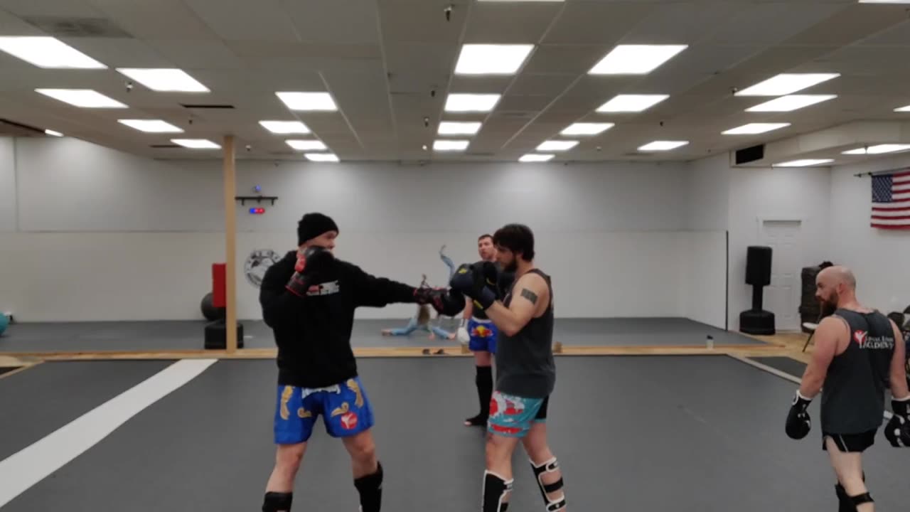 Class instruction on muaythai kickboxing combos kicks and punches