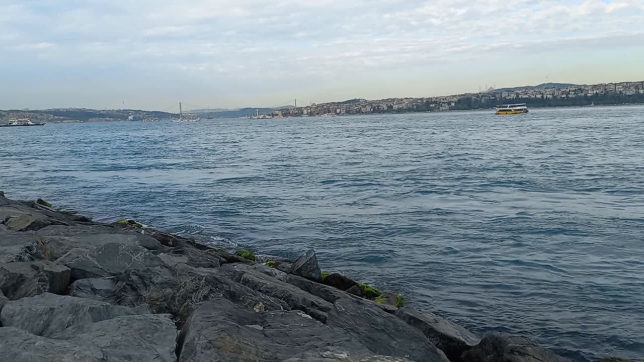 A beautiful natural view of sea waves with rocks