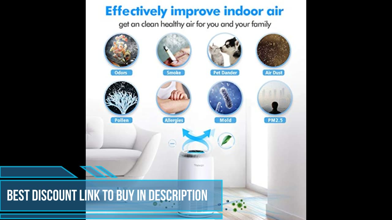 Toyuugo HEPA Air Purifier for Home Bedroom Office with Air Quality Auto Sensor