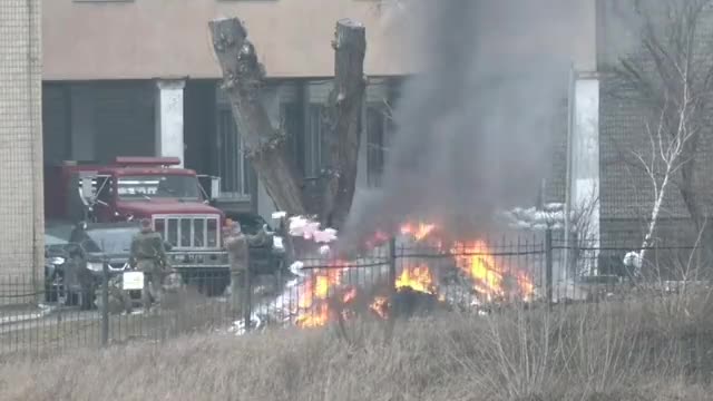 Burning documents in Kyiv, Ukraine.