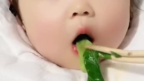 Cute baby how to eat funny video