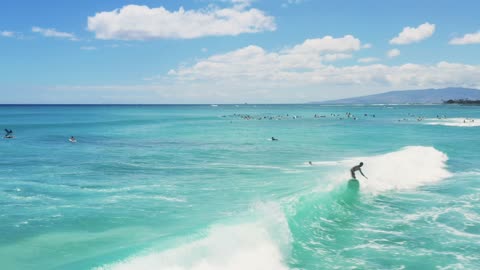 Beach and surfing in the sea