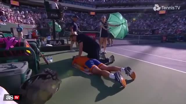 O tenista Rafael Nadal com dificuldades de respirar?