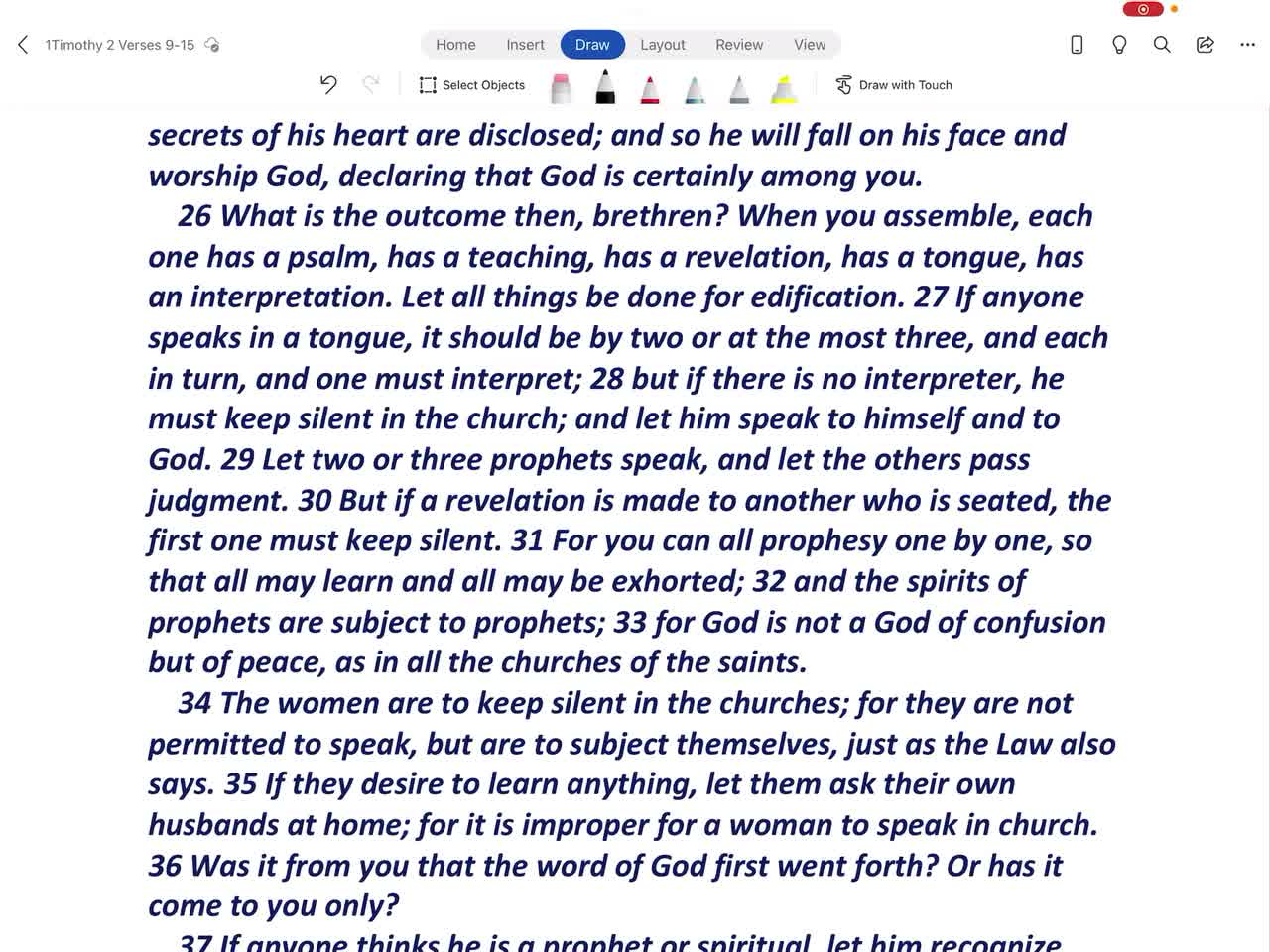 1Timothy Chapter 2 Verses 9-15