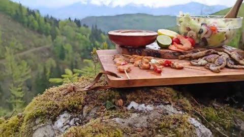 Frogs Legs and Shrimps Food in Nature