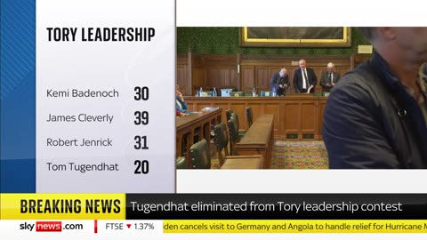 BREAKING: Tom Tugendhat eliminated from Tory leadership contest