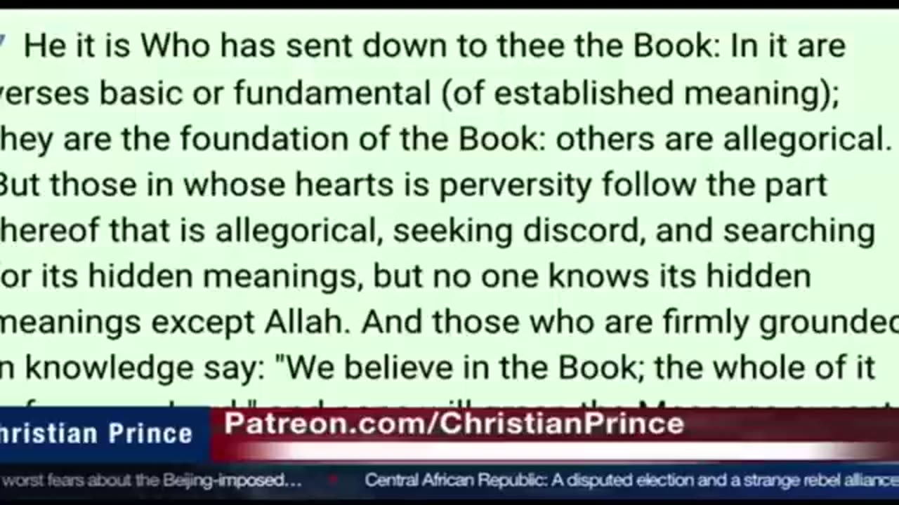 Christian Prince Quran forbid peace