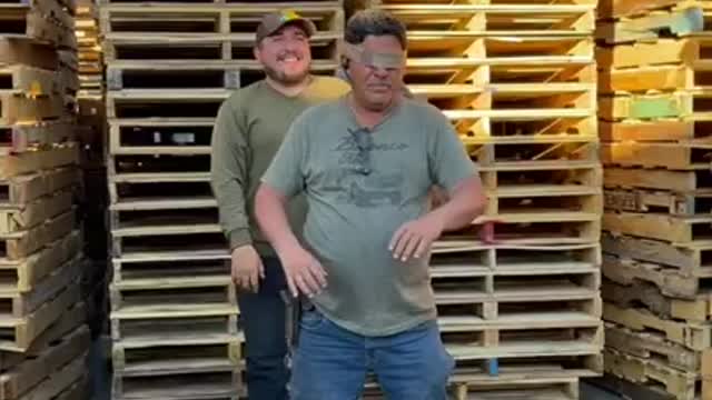 Man Tricks Boss into Trying to Dodge a Five Gallon Tank of Water Blindfolded