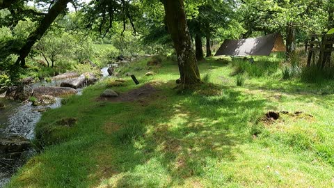 Test footage by a river. Wildcamping