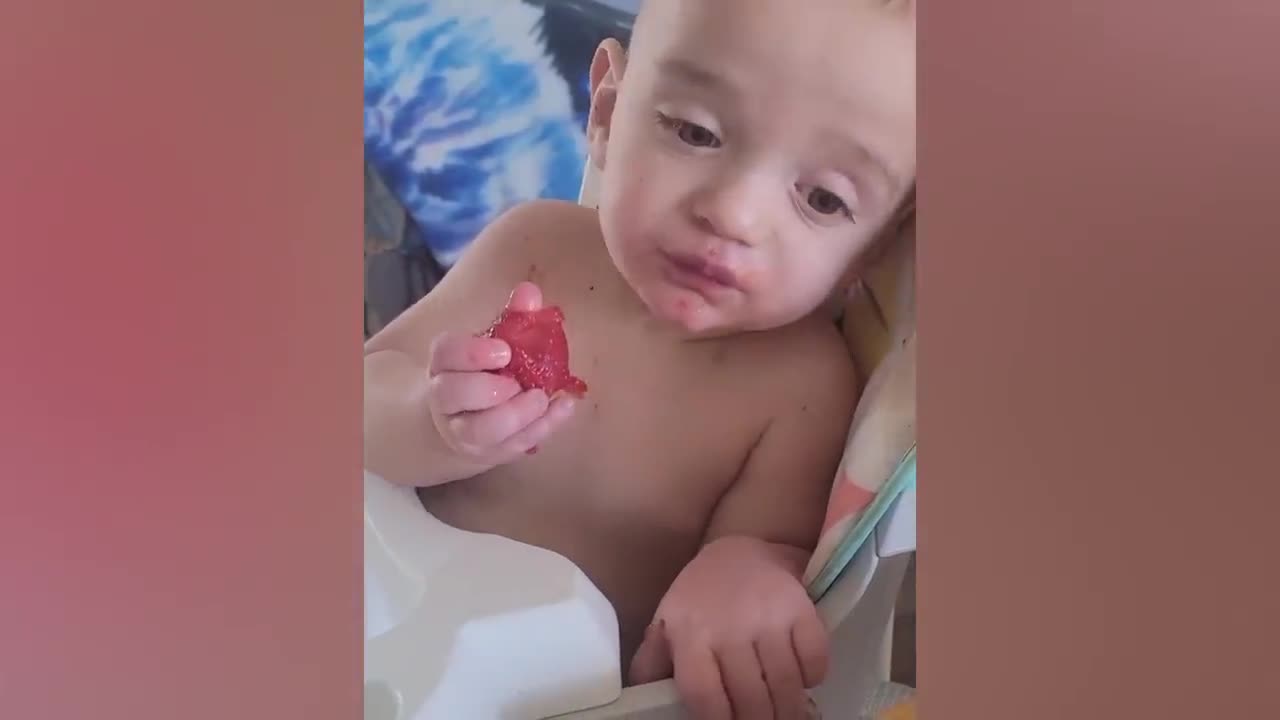 Try Not To Laugh : Baby Eating Fruit For The First Time | Funny baby video-10