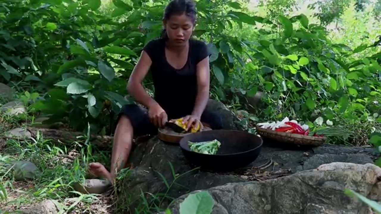 Yummy food again from Mushroom cooking with Mixed fresh vegetables for Eating delicious