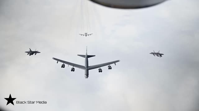 USAF F-22 Raptors Refueling Over Gulf of Alaska