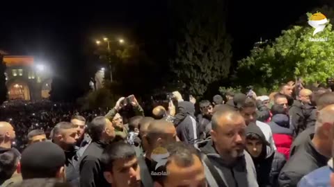 Palestinian worshippers at al-Aqsa Mosque Compound