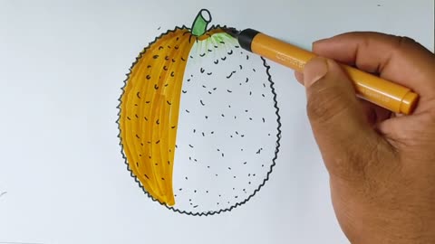 easy Jackfruit drawing. U দিয়ে সহজে জাতীয় ফল কাঁঠাল আকাঁ শিখুন।