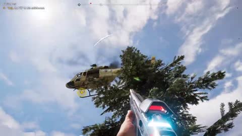 Chopper stuck in the tree!