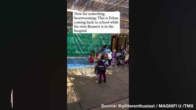 AWW!: Little Boy Gets Big Group Hug on Return to School; Twin Brother Remains Hospitalized