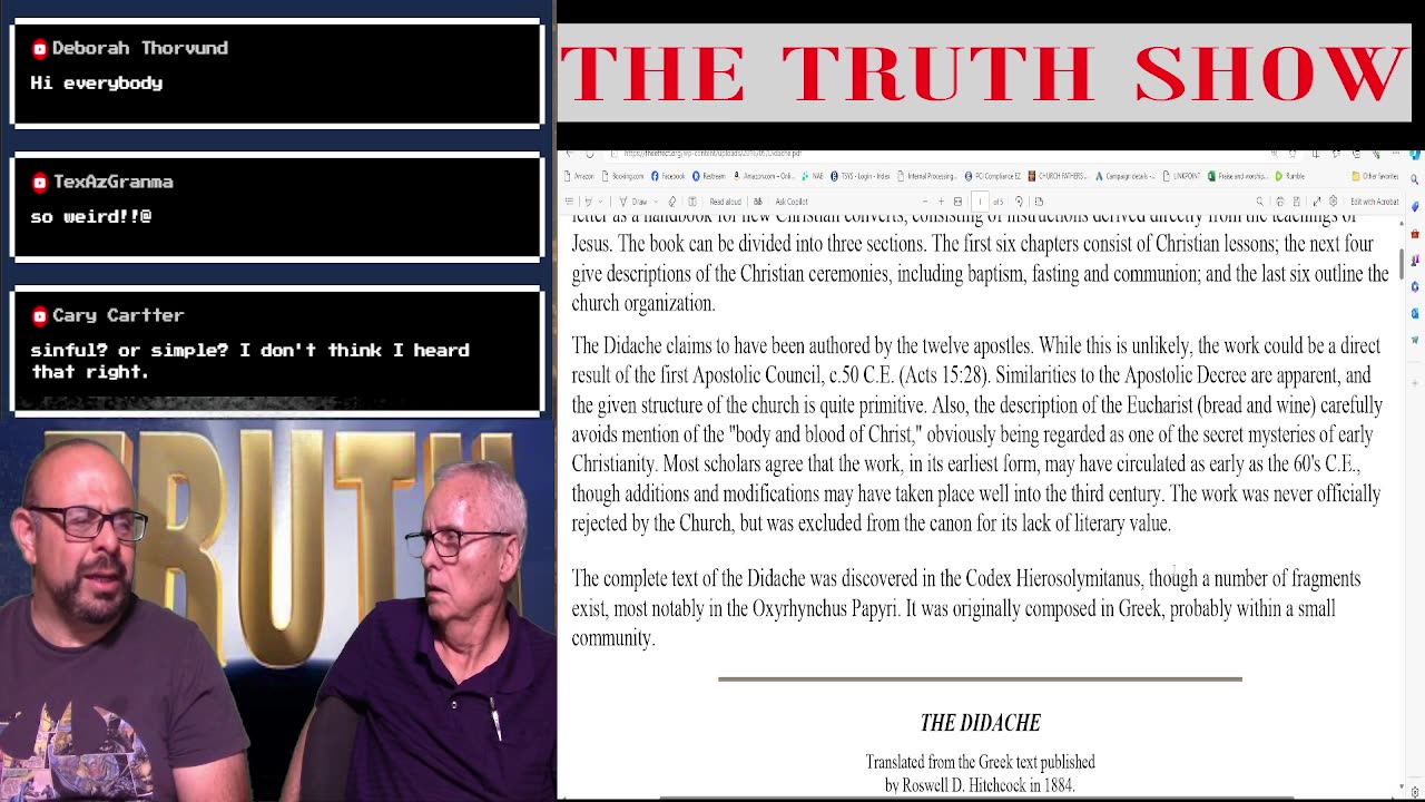 Truth Show Live - Heretics, the Didache, and More