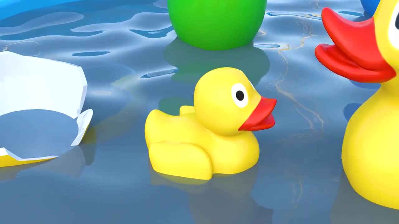 Rubber Ducks at the Swimming Pool - Nursery Cartoon Animation Video-2