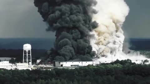 Drone video of the Conyers BioLab fire