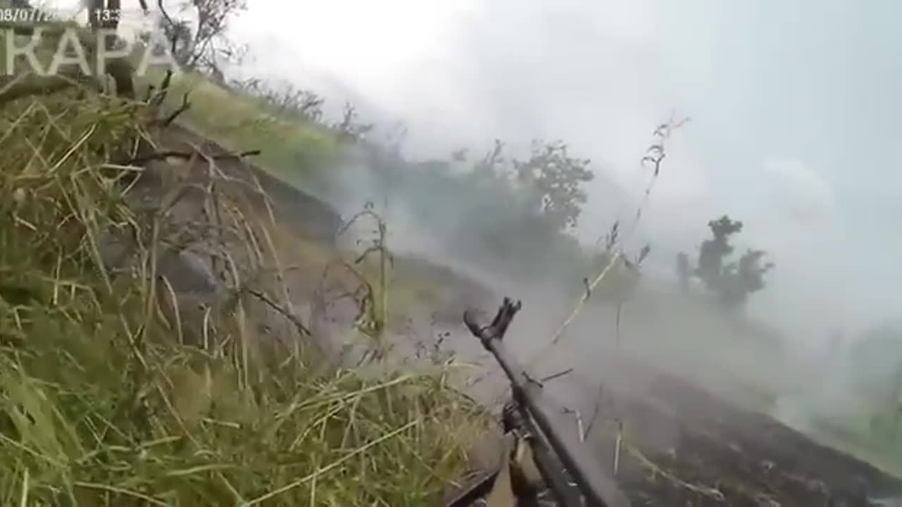 Assault on enemy positions in the first person