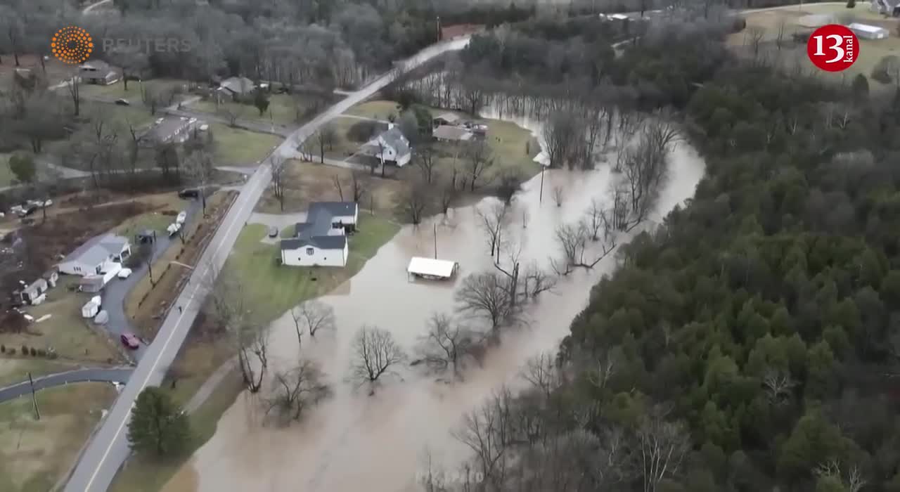 Roads closed, homes half-submerged in water as floods hit Kentucky in US - drone footage