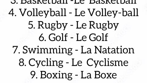 List of sports in French