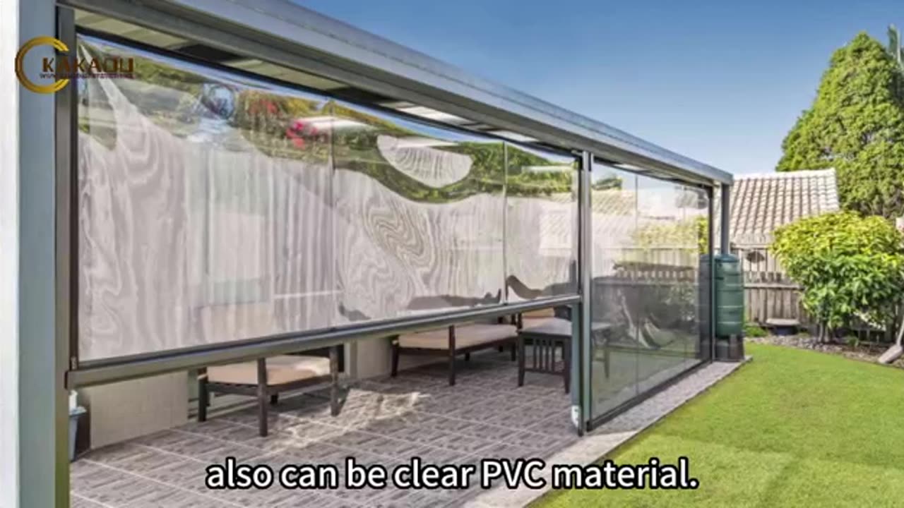 Kakadu Aluminum Ziptrack Windproof Blinds Use for Courtyard Villa Winter Garden Pergola