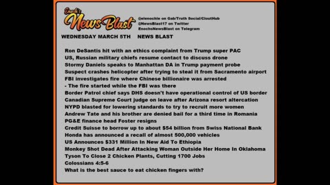 Wednesday, March 15, 2023 News Blast. #Enoch #NewsBlastReading #NBR