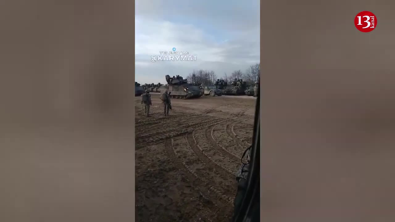 Ukrainian troops preparing for battle with Bradley, M113 and Hamvee vehicles