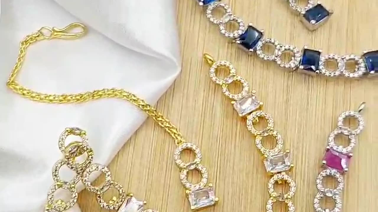 American Daimond 💎 Indian zarqoon fancy necklace set with tika