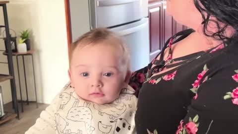 Reaction of hungry baby just funny