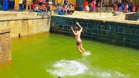 Swimming little girl