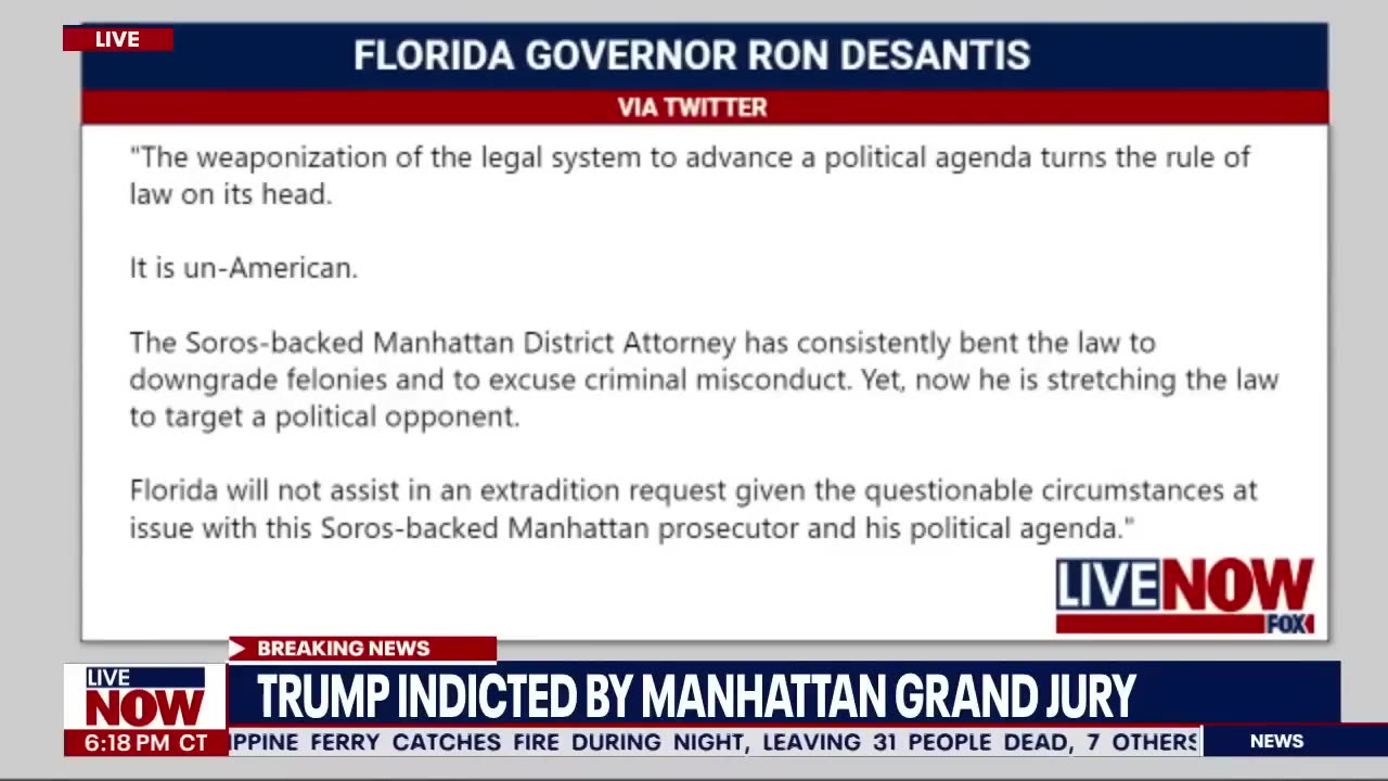 HCNN - Trump indictment: DeSantis says Florida will not assist in extradition