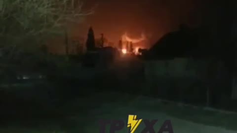 Fire after missile strike on the oil depot in Rivne