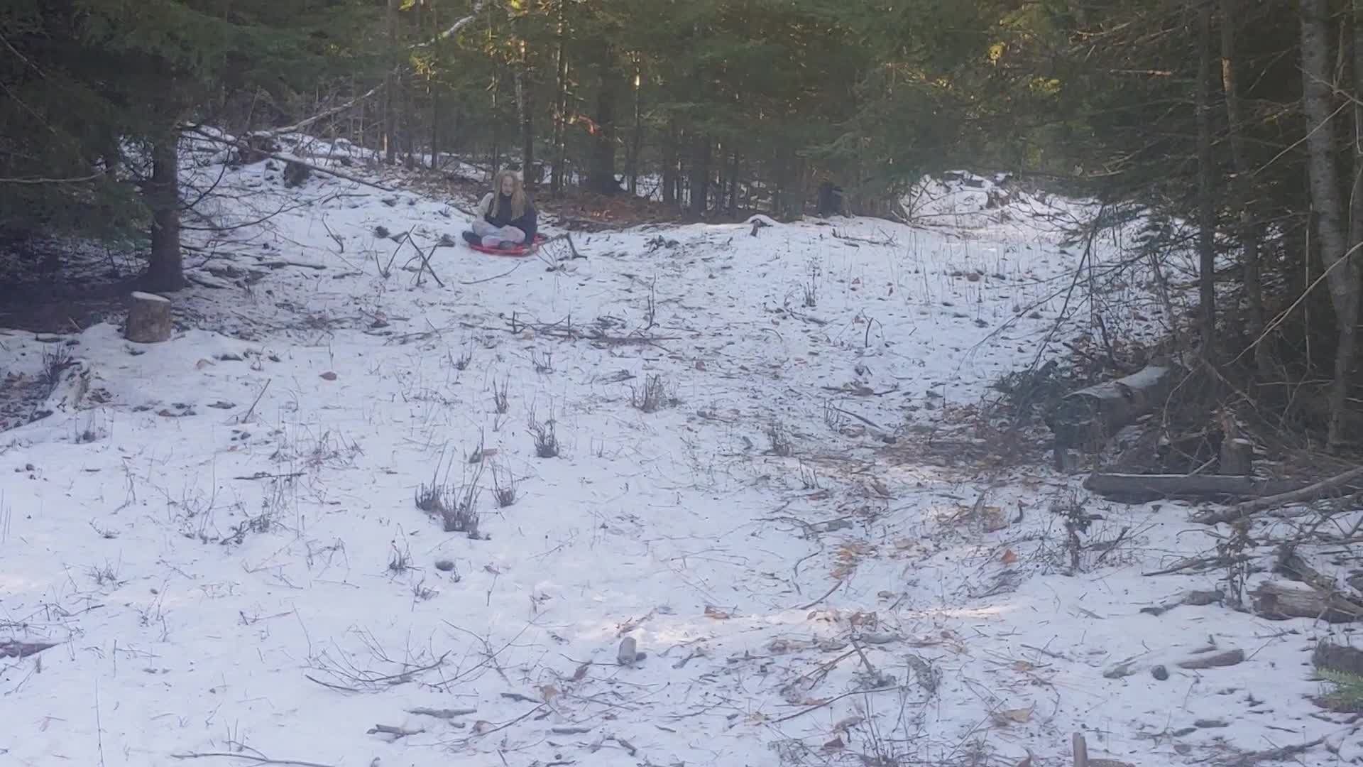 Girls use small amount of snow