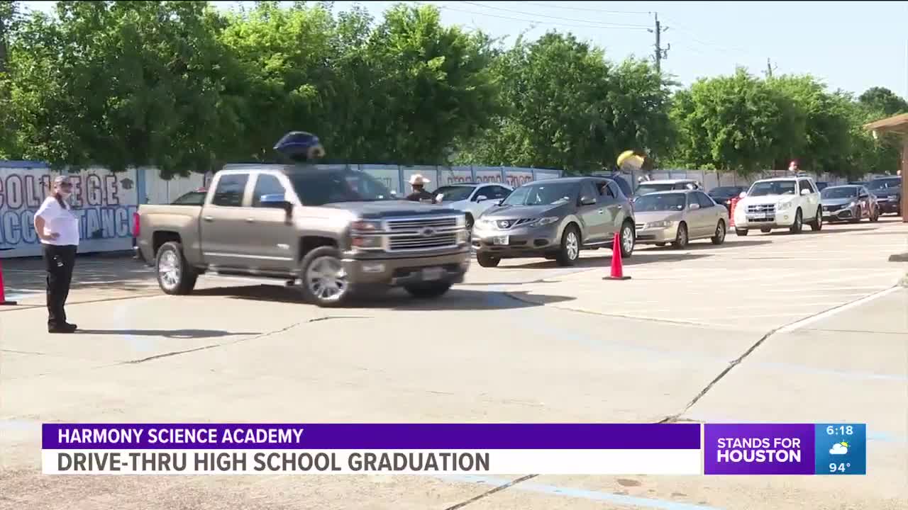 Harmony Science Academy senior class celebrates graduation with drive-through ceremony