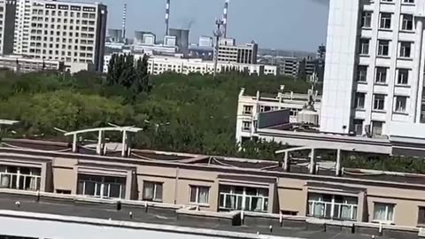 CCP despatch a plane to disinfectant the whole city in Shihezi, China