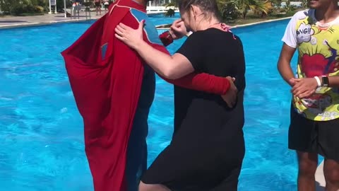 Superman Takes Lady For A Water Ride