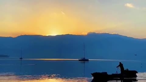 The orange light on the horizon is the tenderness left by the sky for the evening.