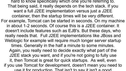 Comparison of application server startup times