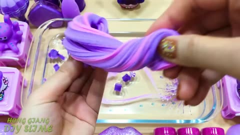 Special Series PURPLE Satisfying Slime Videos #68 ! Mixing Random Things into Clear Slime